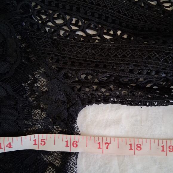 Beulah Style Black Fairy Romantic Goth Lace Blouse Mock Neck Bow Size Small - Picture 3 of 7